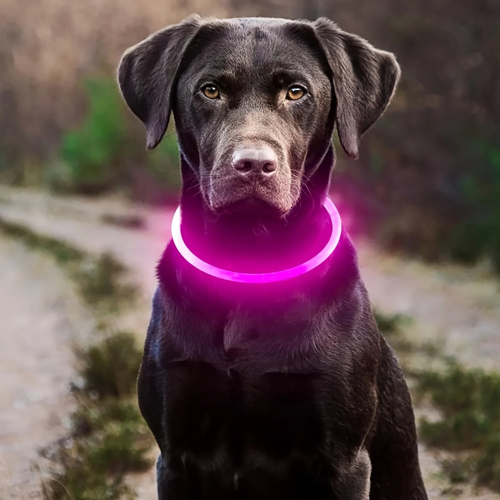 USB Rechargeable LED Dog Collar – Reflective Night Safety Black