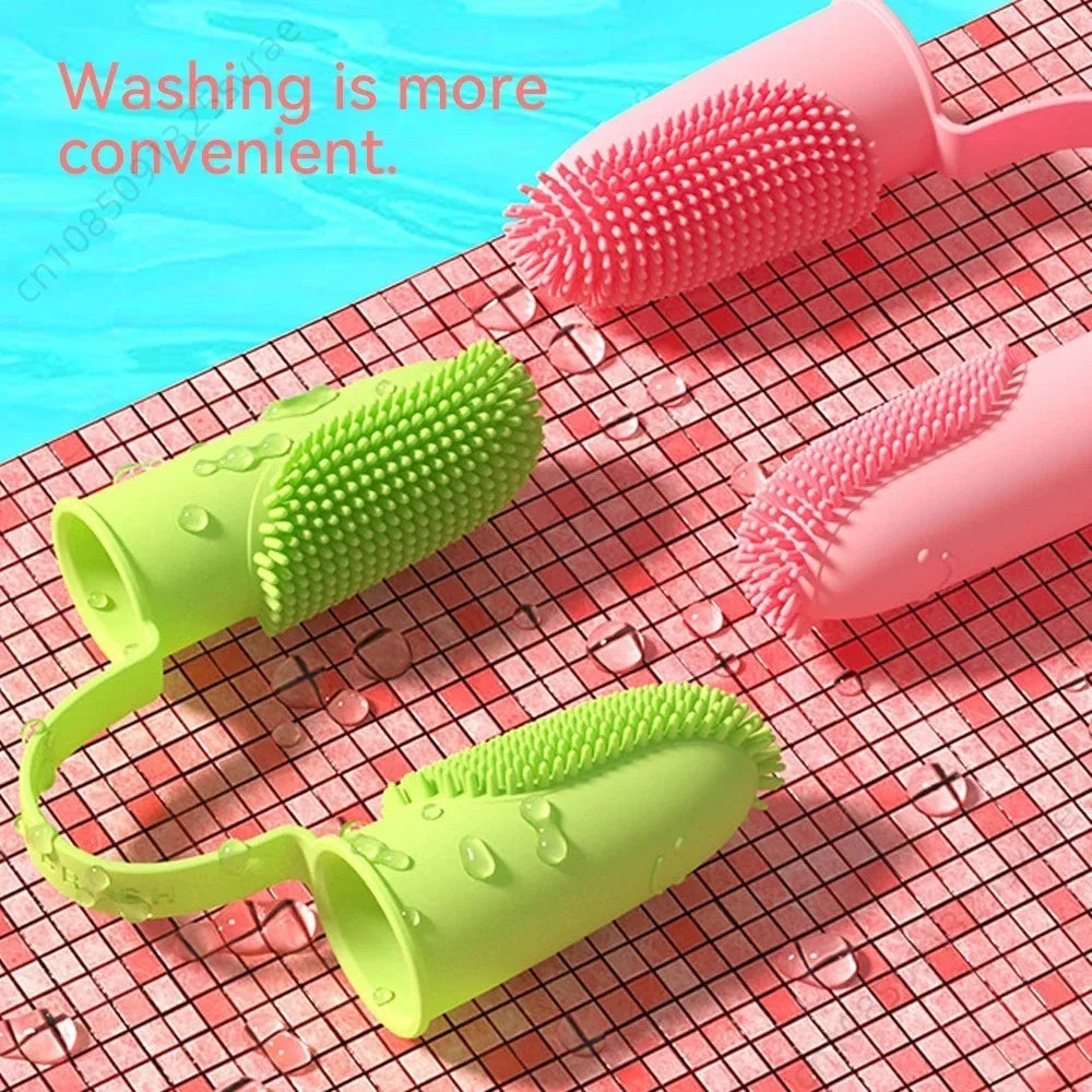 Double Finger Dog Toothbrush - Soft TPR Silicone Dental Care Brush for Dogs