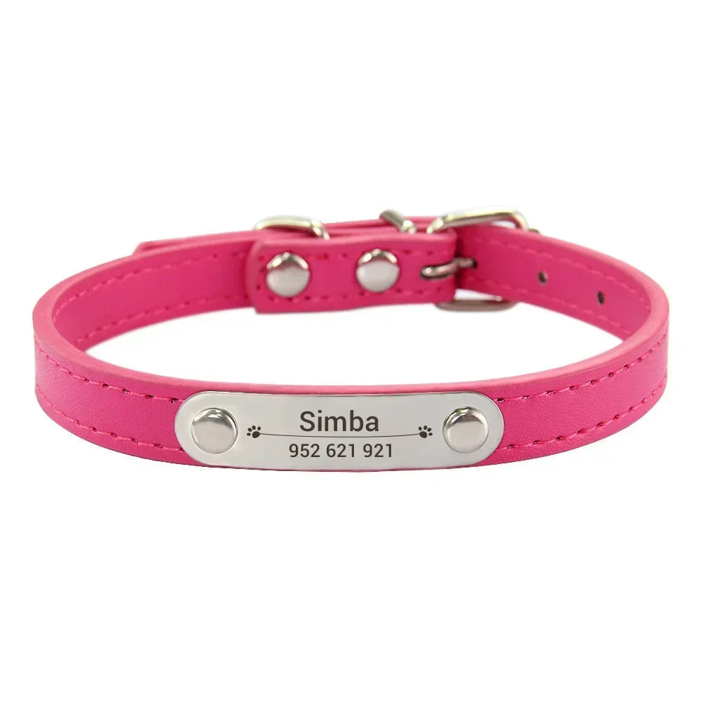 zPetsDatingCN Personalized Dog Collar with Carved Name ID – Pink, All Sizes, Anti-Lost