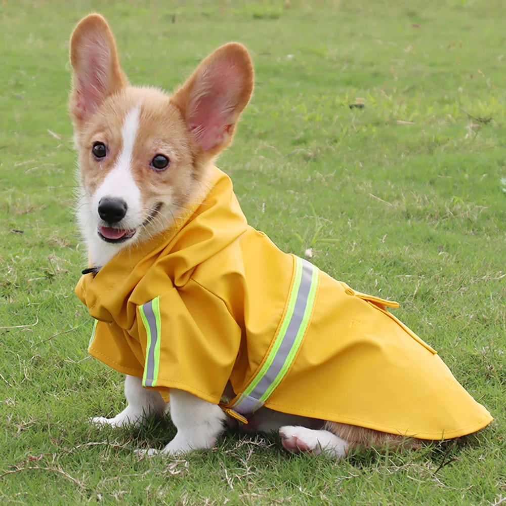 Hooded Dog Raincoat Cloak – Waterproof Reflective Jacket
