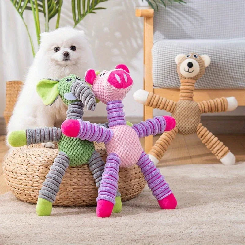 Spiral Plush Dog Toys Set for Small & Medium Dogs
