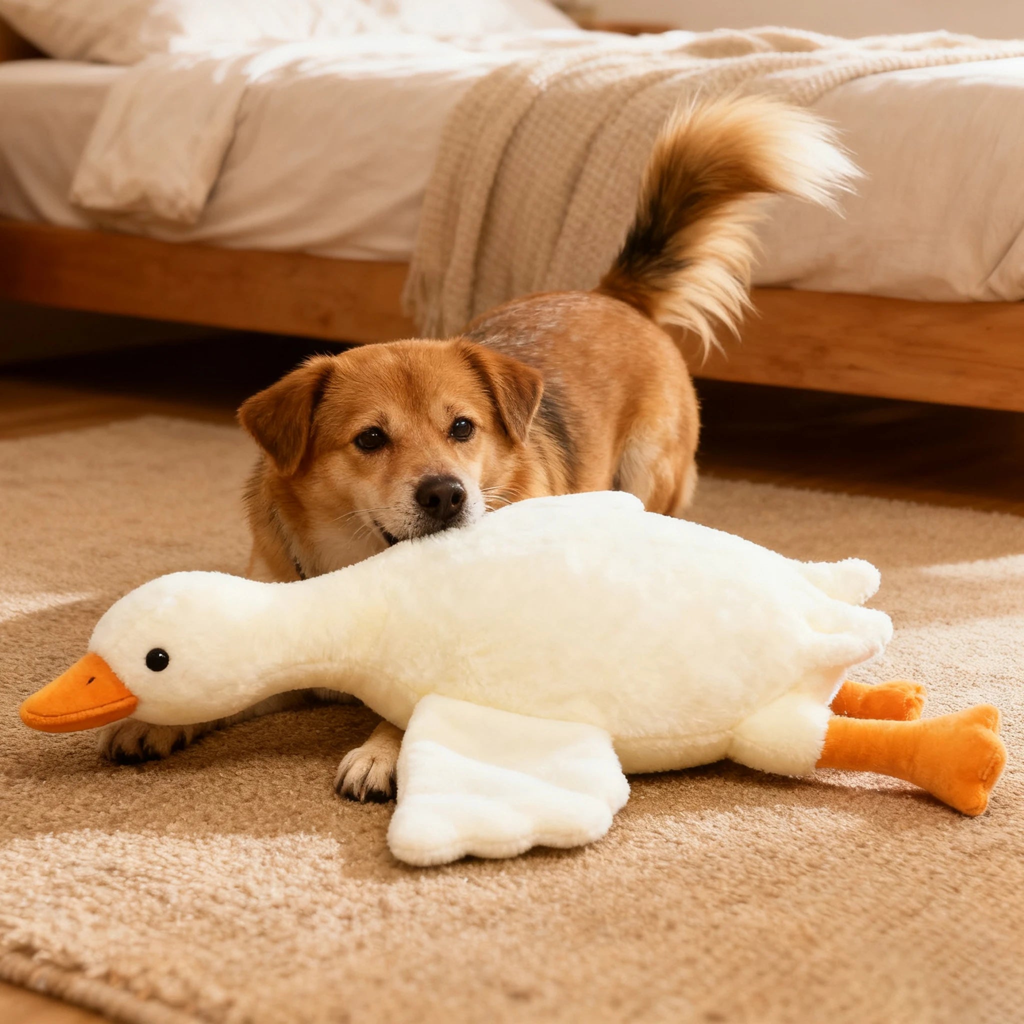 50cm Soft Goose Plush Dog Toy – Calming Anxiety Relief