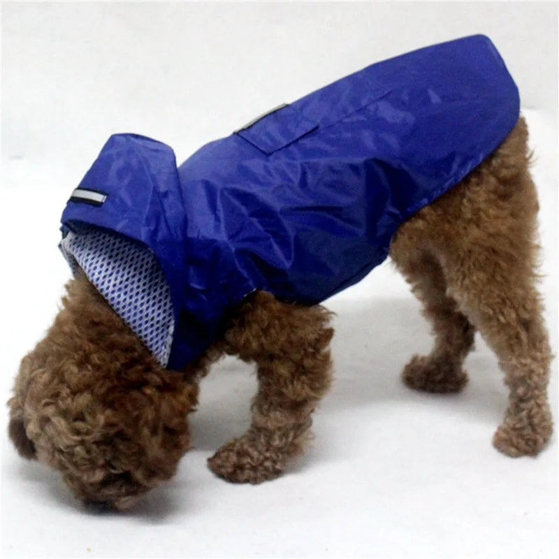 Waterproof Dog Raincoat Hoodie – Reflective Stripe Rain Jacket