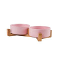 Elevated Ceramic Dog Bowl – Minimalist Bamboo Stand Feeder