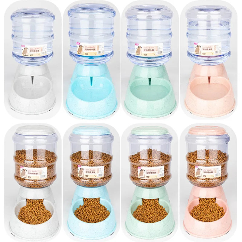 2-in-1 Automatic Dog Water Dispenser & Food Bowl Station