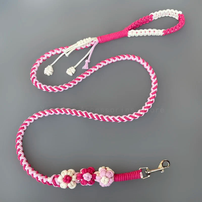 Dog Leash – Handwoven Floral Cotton