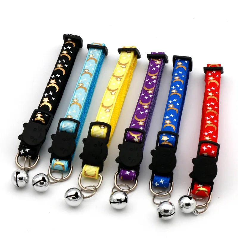 Star & Moon Cartoon Pet Collar – Reflective Breakaway with Bell