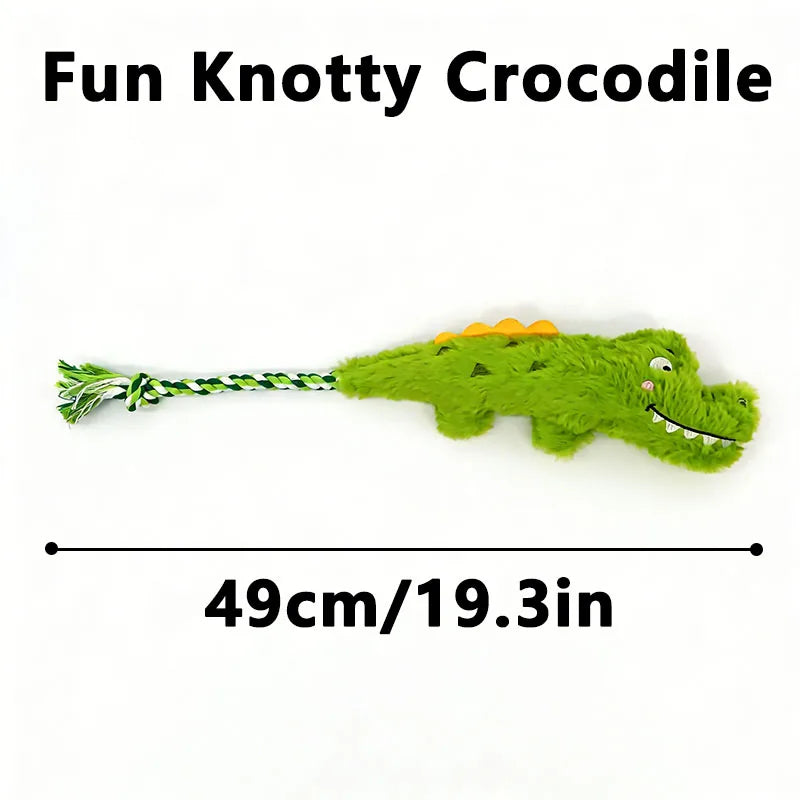 Crocodile Knotted Rope Toy – Indestructible Plush for Dogs