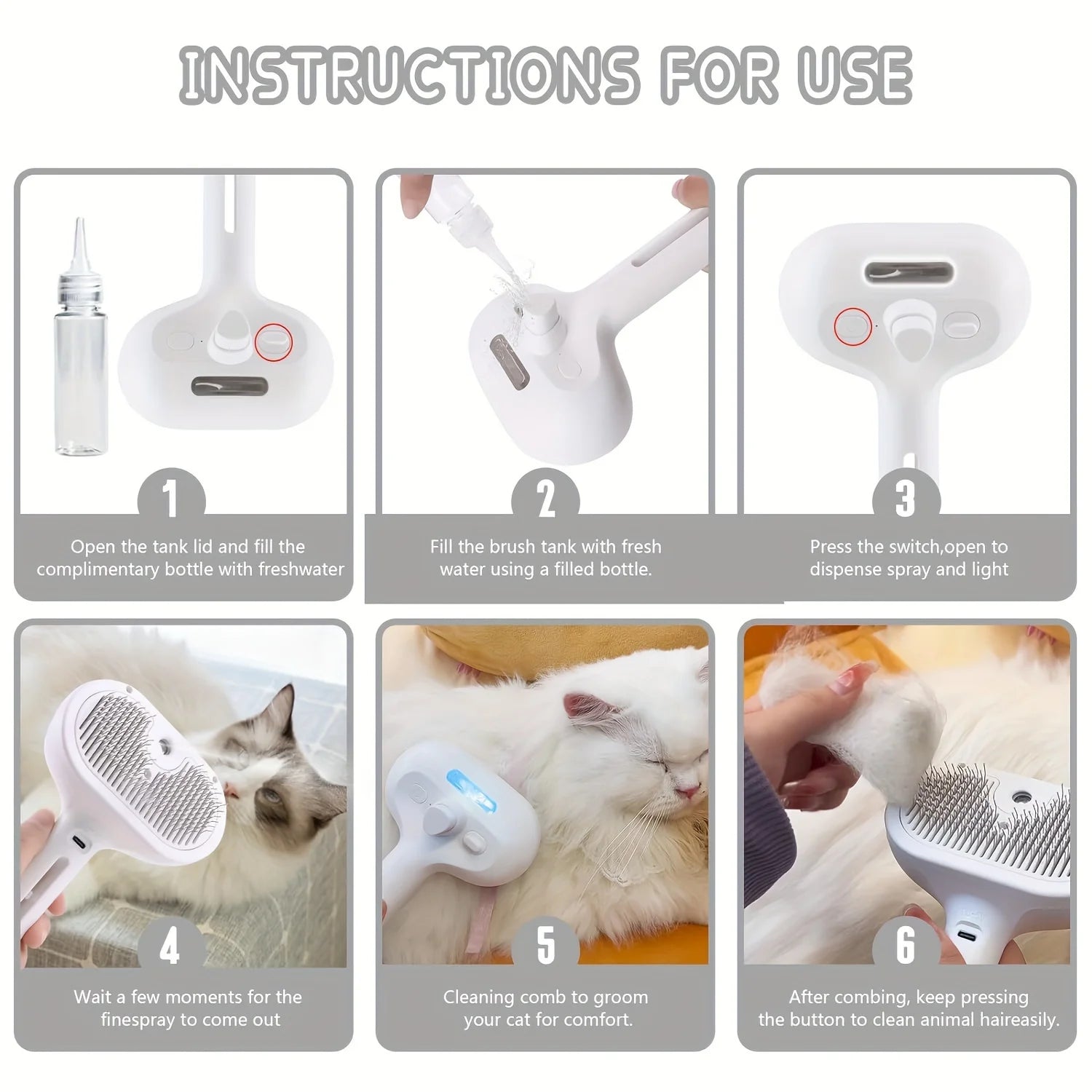 Dog Grooming Brush – Mist Spray Comb