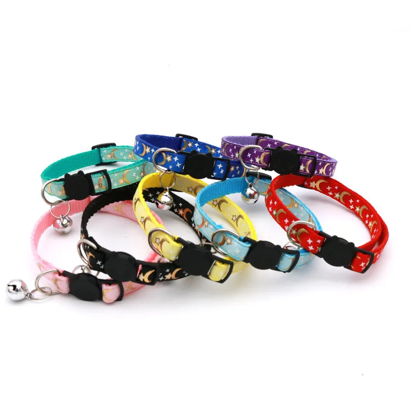 Star & Moon Cartoon Pet Collar – Reflective Breakaway with Bell
