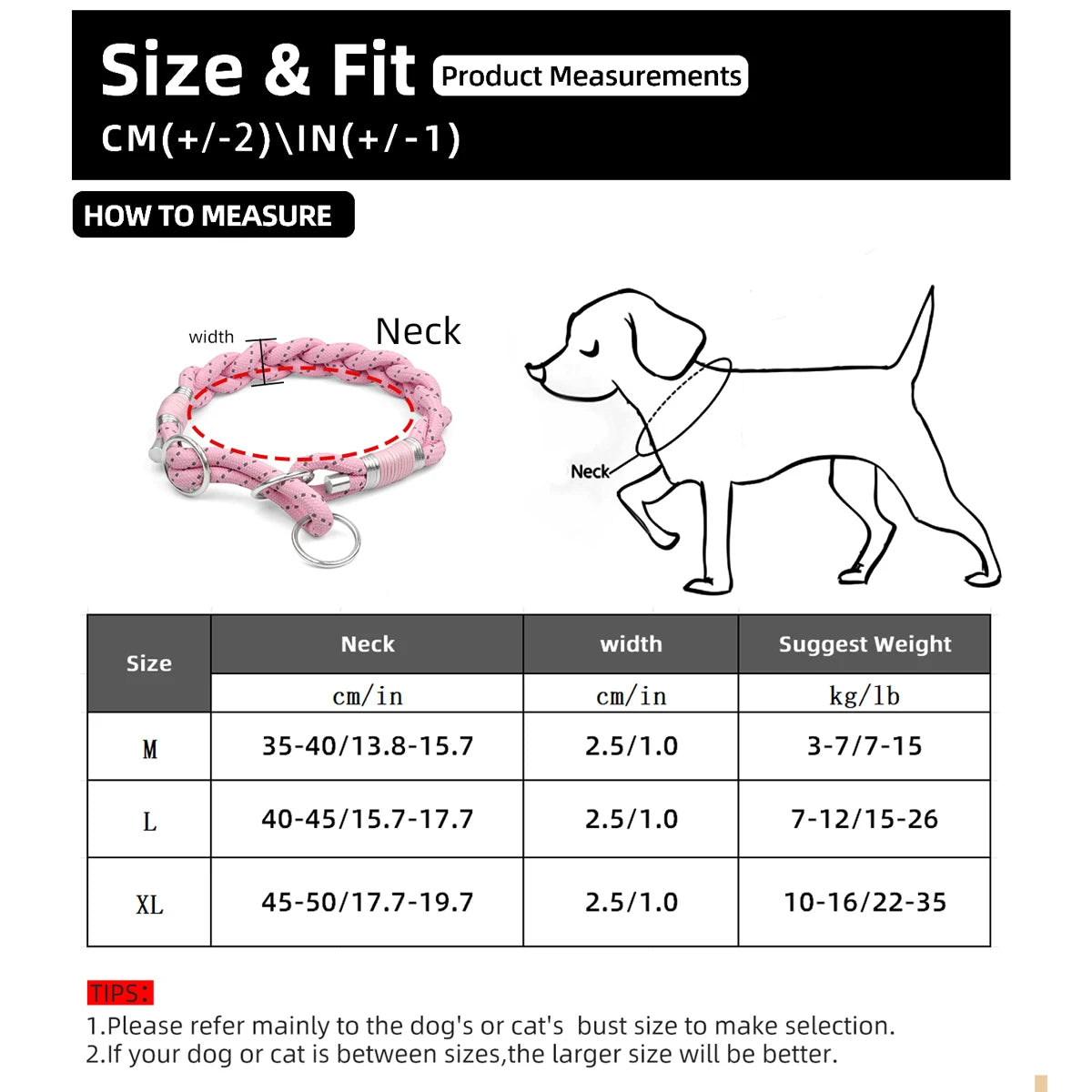Reflective Braided Dog Collar – Strong Twisted Training Collar