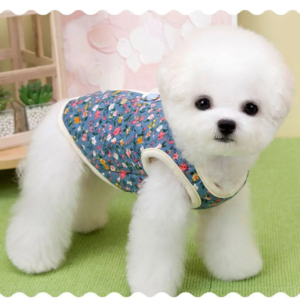 CozyPaw Floral Puppy Vest – Thickened Fleece-Lined Winter Dog Coat