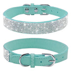 Crystal Rhinestone Dog Collar – Suede with Zinc Buckle