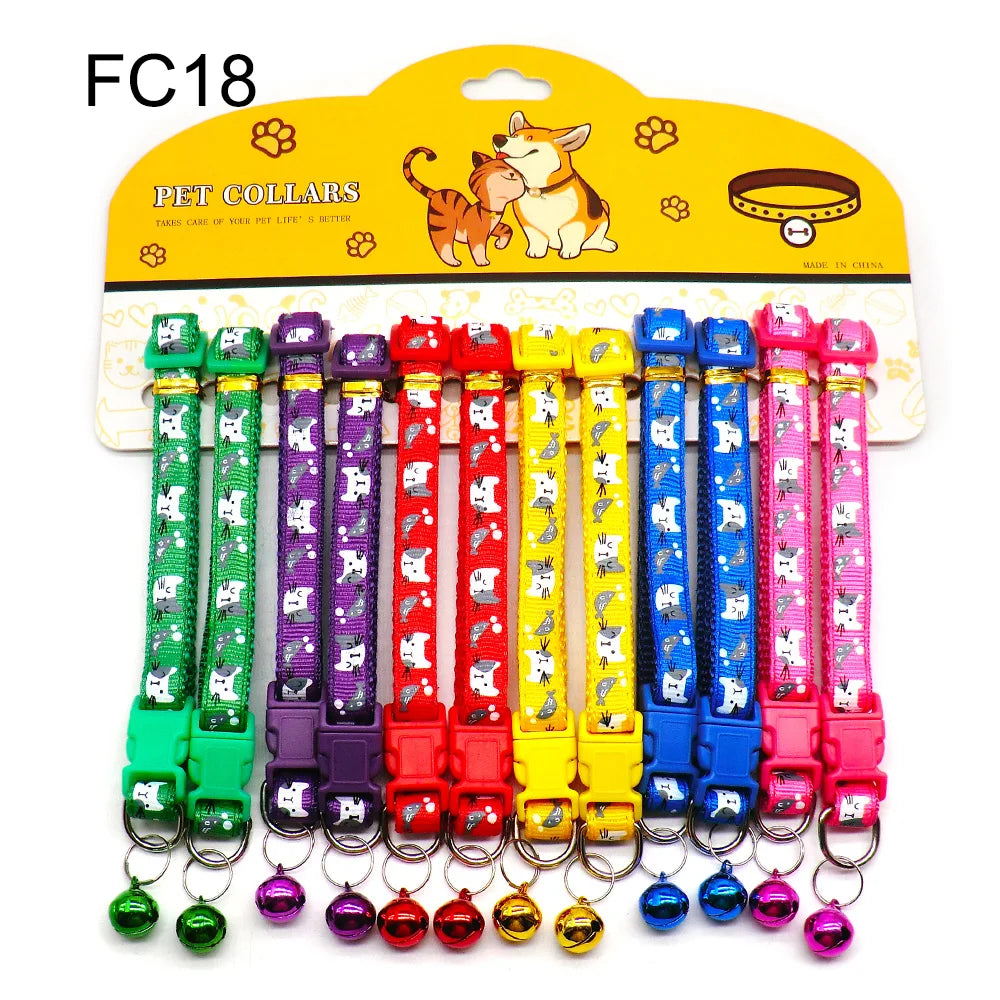 Multicolor Dog Collars with Bell 12 Pack – Adjustable ID Safe