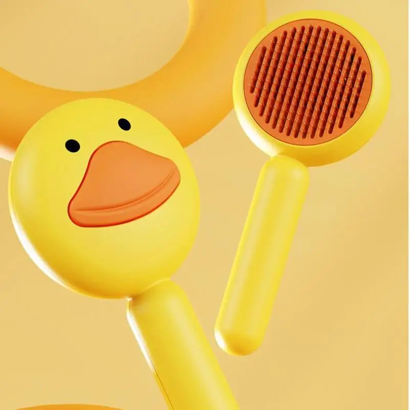Duck Design Self-Cleaning Dog Brush – Gentle Detangling & Massage Comb