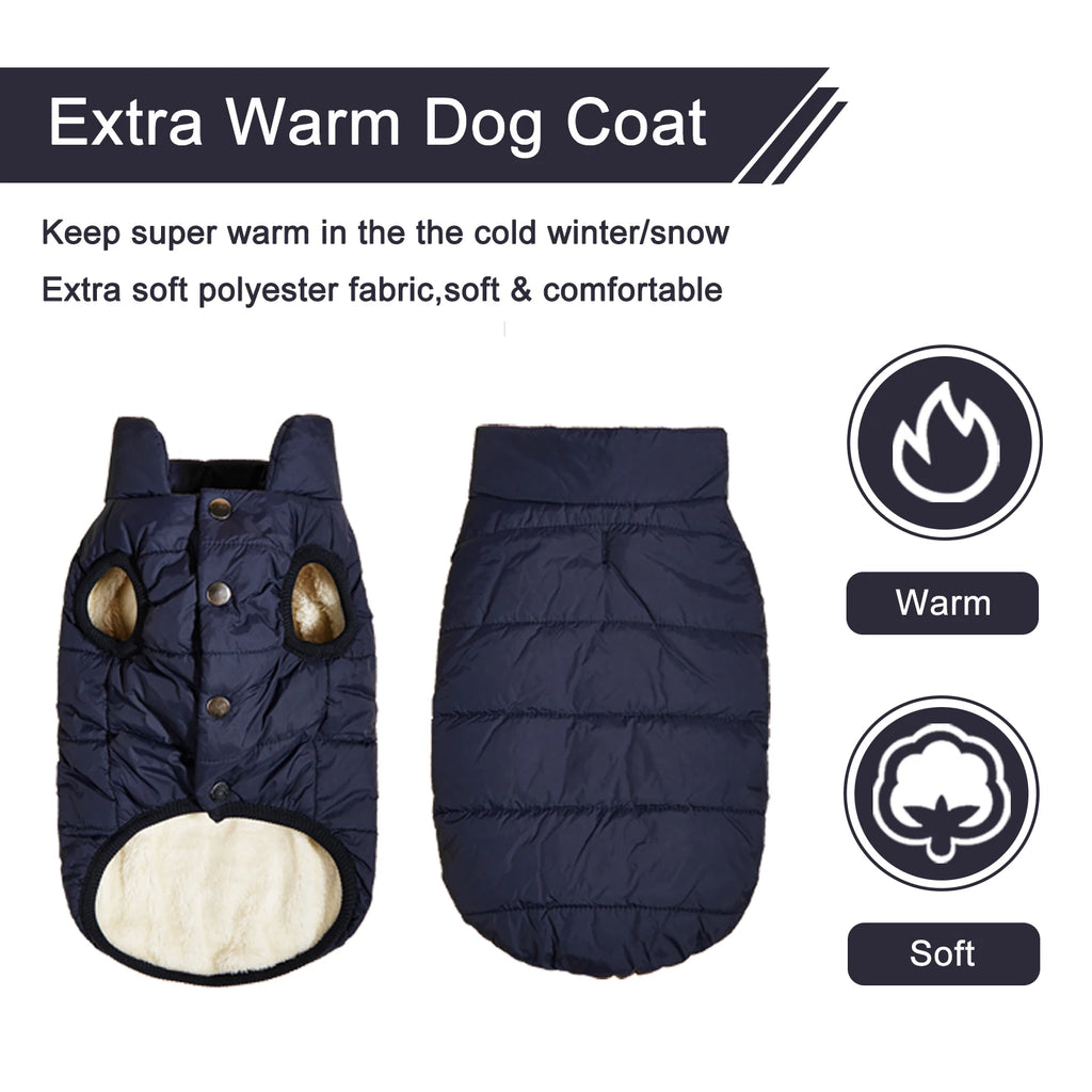 Winter Dog Coat Jacket – Warm Fleece Lined Polyester Vest