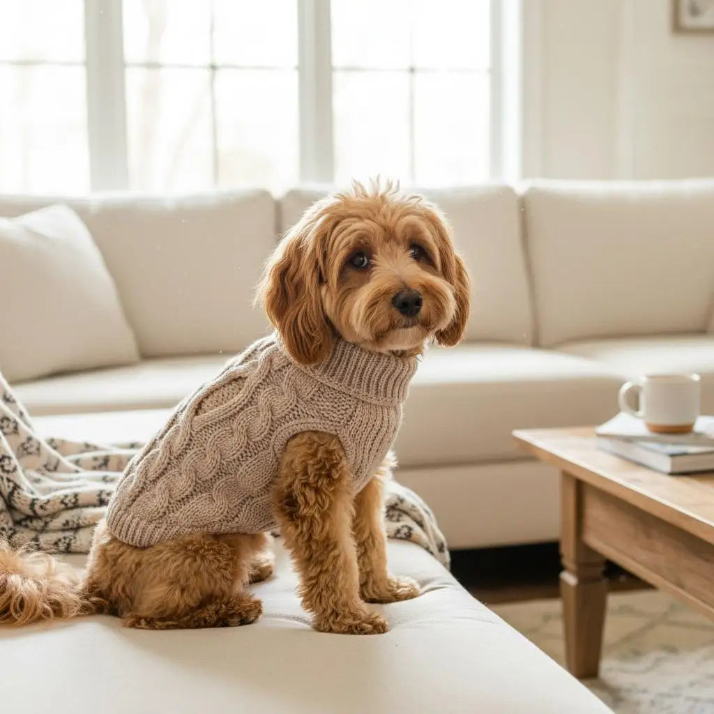 Solid Color Dog Sweater – Cozy Wool Knit for Small Dogs