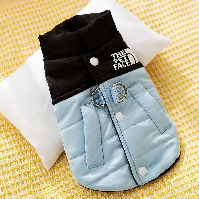 Warm Cotton Dog Coat – Blue Teddy Fleece Winter Jacket