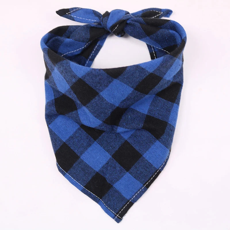 Large Plaid Dog Bandana Scarf – Soft Washable Cotton Red