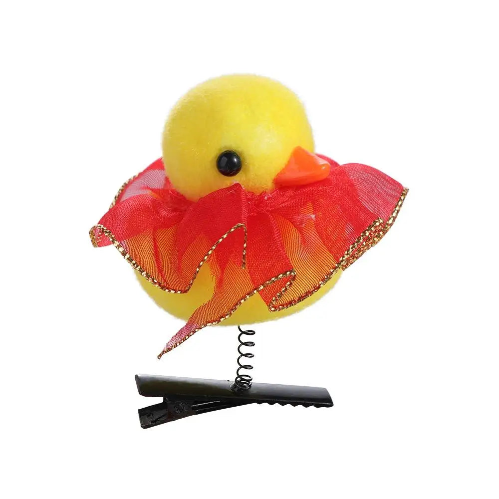 Duck Plush Hair Clip – Kids Bowknot Flower