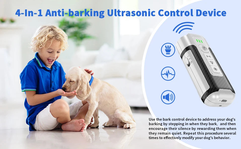 Ultrasonic Dog Bark Deterrent – Rechargeable Training & Behavior Aid