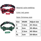 Christmas Dog Collar with Bow Tie – Plaid Snowflake Festive Red