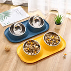 15° Tilted Double Dog Bowl – Stainless Steel Neck Protection Feeder