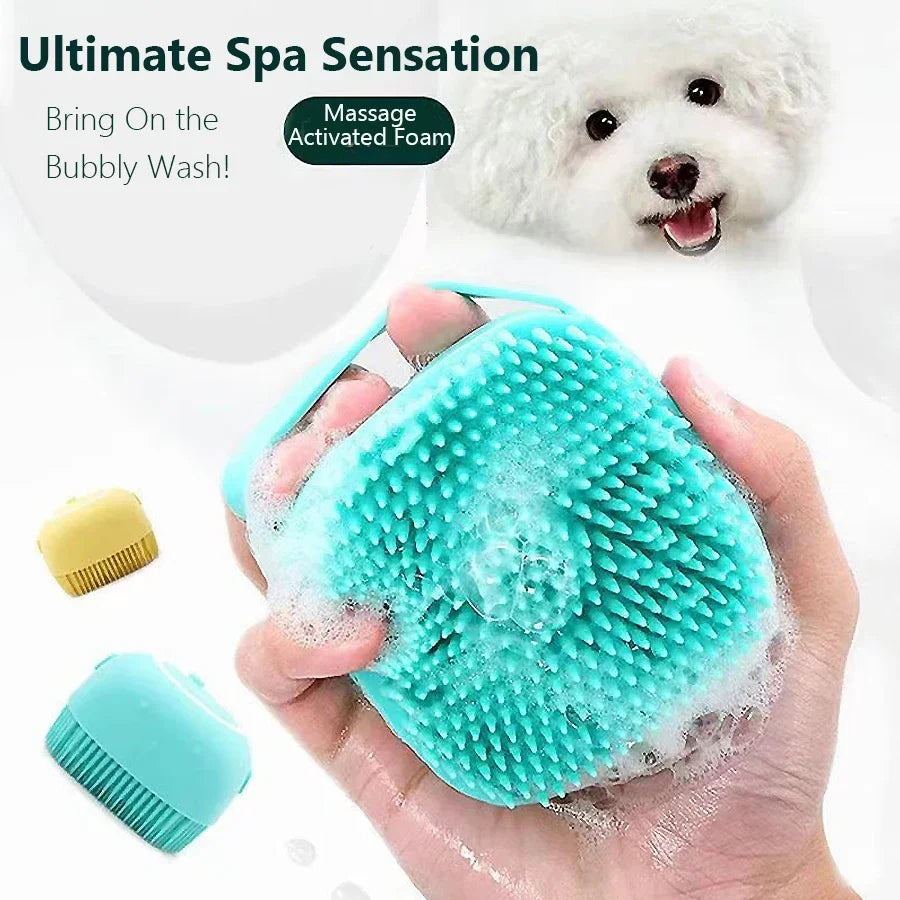 Silicone Pet Bath Brush for Dogs – 2-in-1 Grooming Massager & Shampoo Applicator