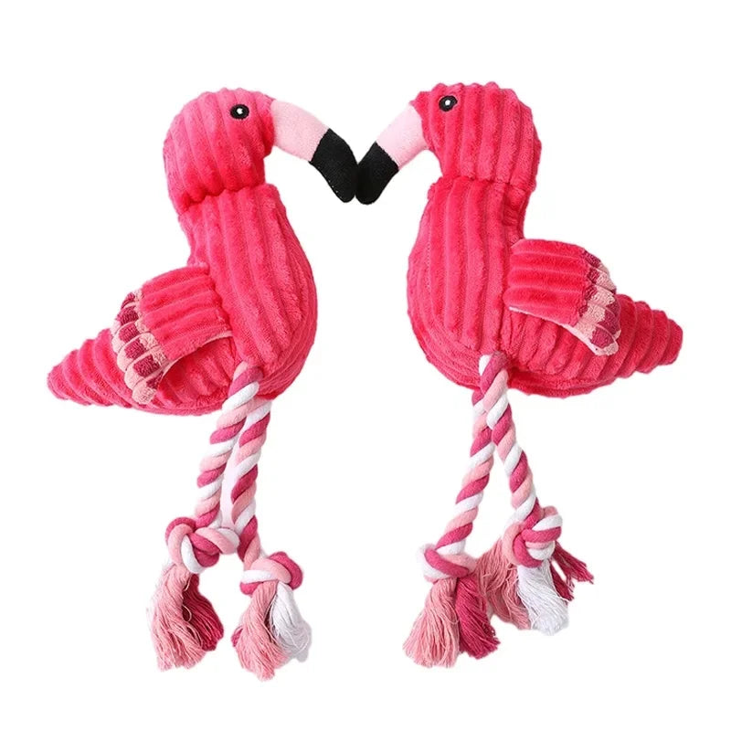 Pink Flamingo Plush Rope Dog Toy for All Sizes