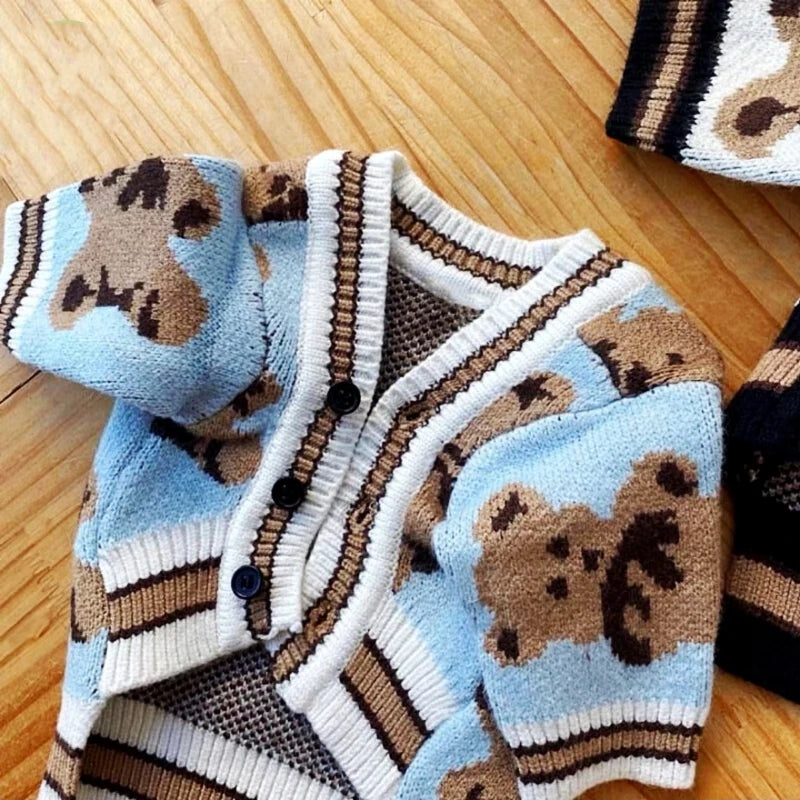 Luxury Striped Dog Cardigan – Cotton Warm Sweater Coat
