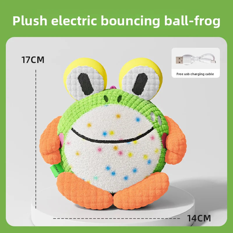 Electric Bouncing Dog Ball Toy – Interactive Squeaky Plush Chew Toy
