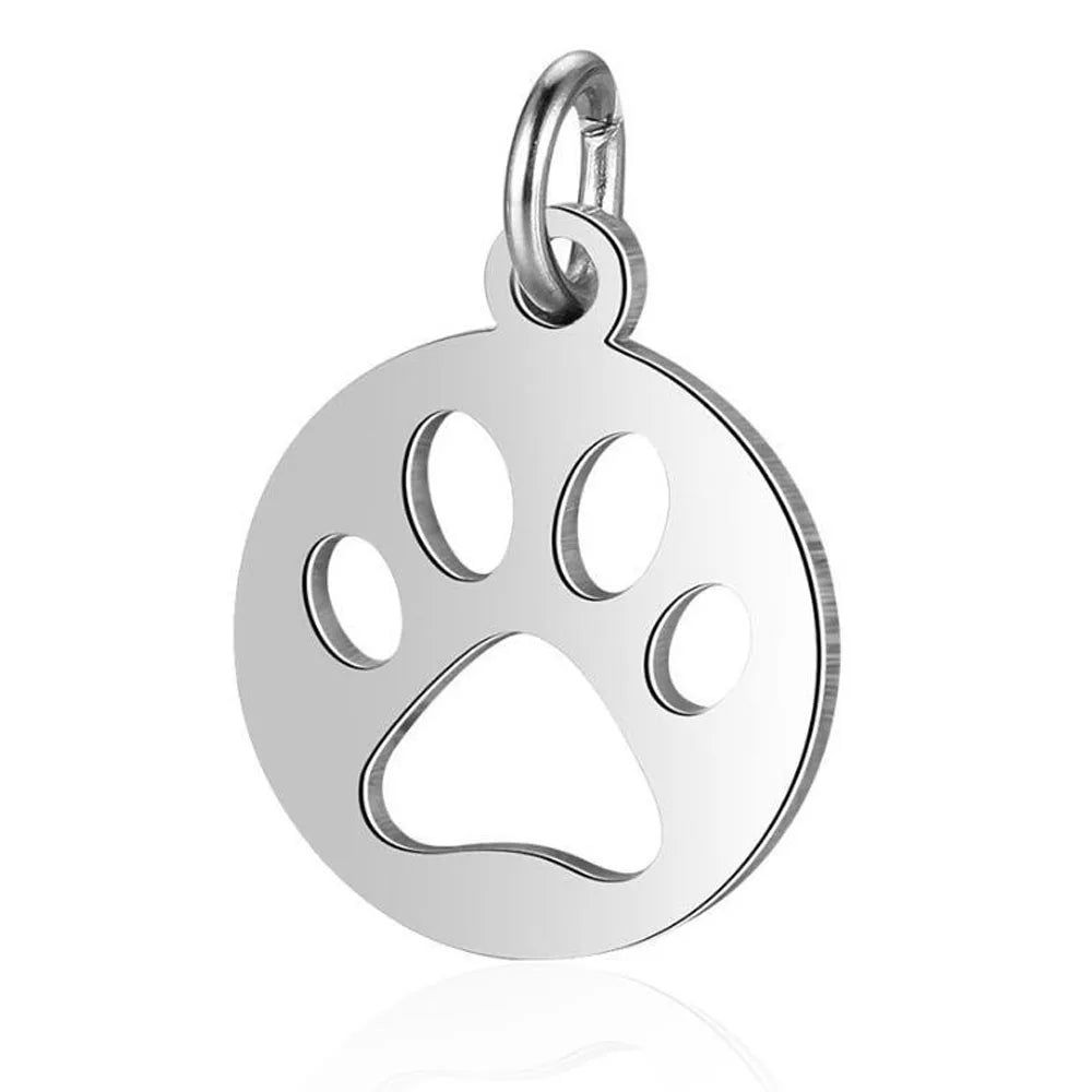 Paw Print & Bone Charm Pendants – Stainless Steel DIY Set (5 Pcs Gold)