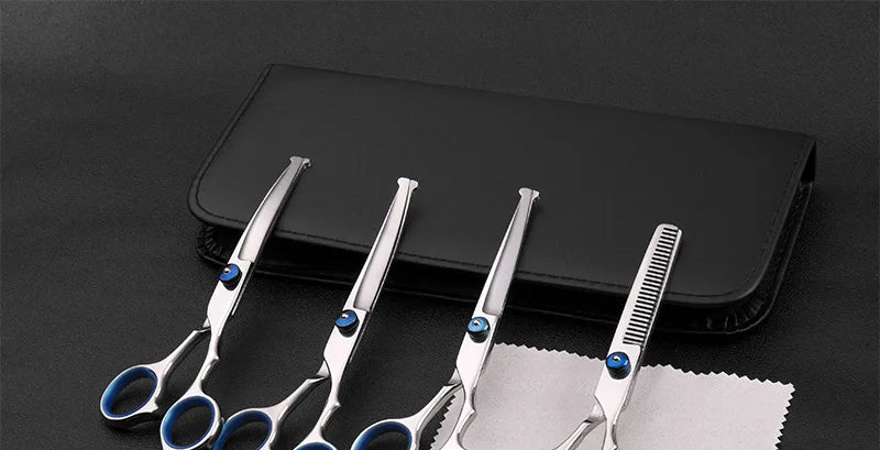 Professional 5-Piece Dog Grooming Scissors Set - Safety Round Tip Stainless Steel Kit