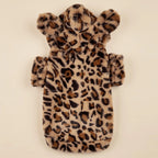 Leopard Print Dog Hoodie with Ears – Plush Fleece Winter Sweater