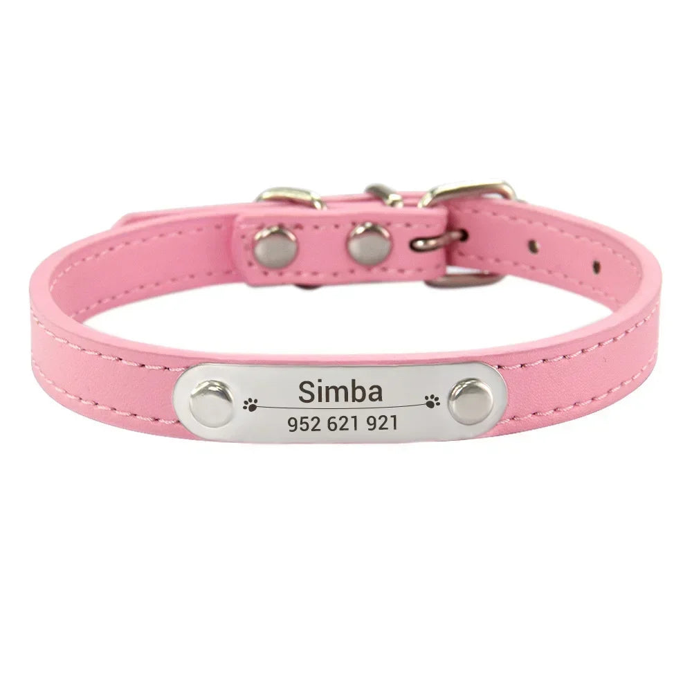 zPetsDatingCN Personalized Dog Collar with Carved Name ID – Pink, All Sizes, Anti-Lost