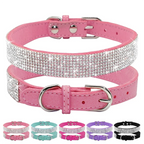 Crystal Rhinestone Dog Collar – Suede with Zinc Buckle