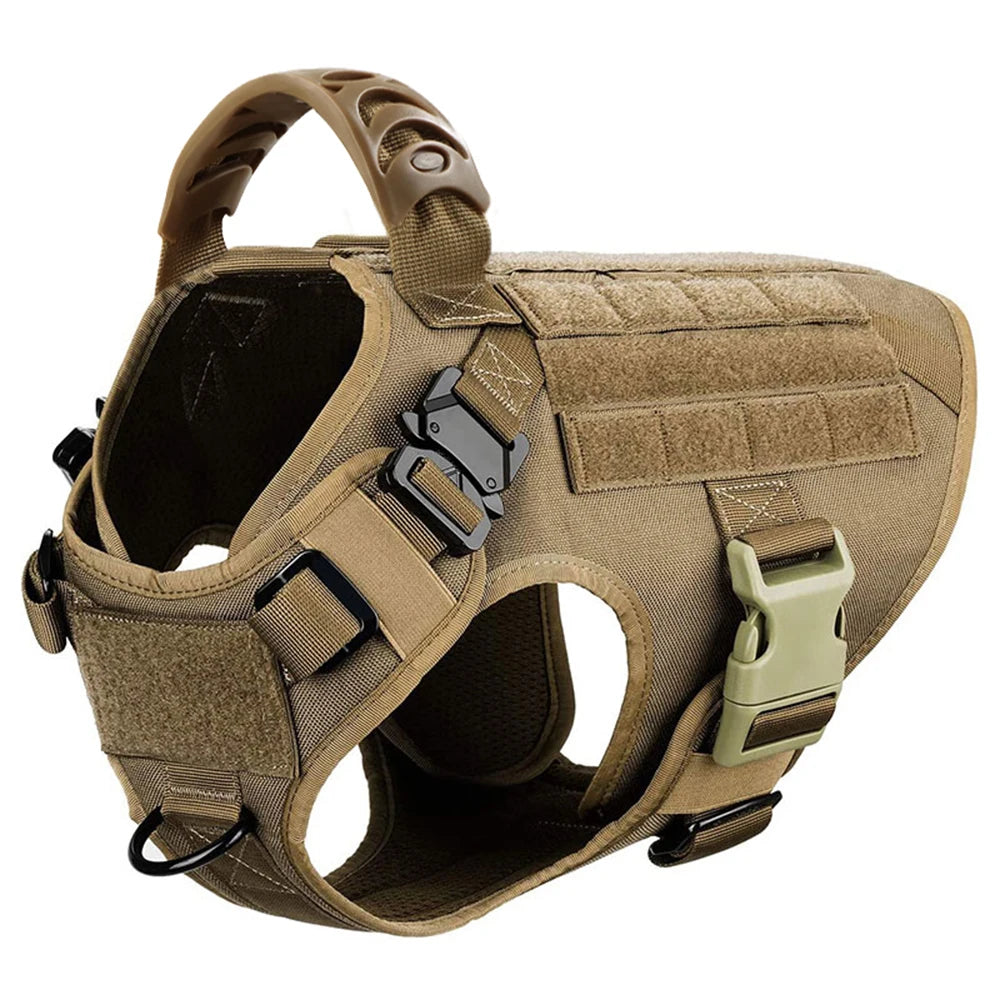 Large Tactical Dog Harness Vest – Padded Nylon Training Harness