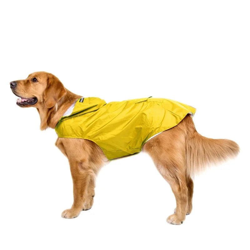 Waterproof Dog Raincoat Hoodie – Reflective Stripe Rain Jacket