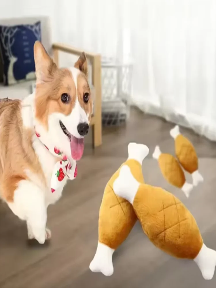 Chicken Leg Bone Plush Toy – Interactive for All Sizes