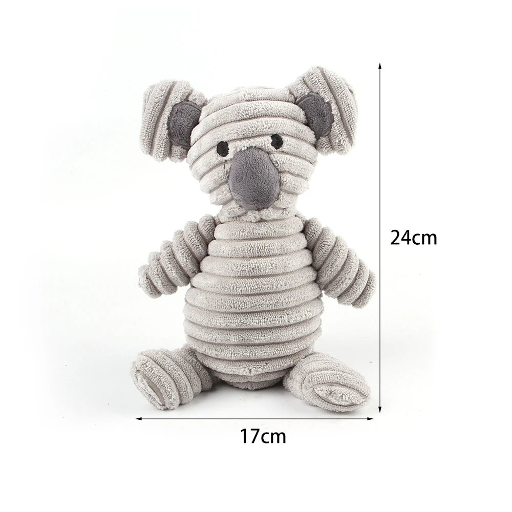 Corduroy Animal Squeaky Dog Toy – Bite Resistant Plush