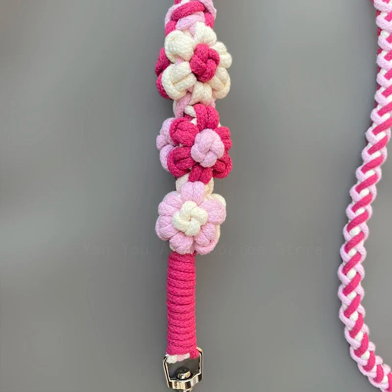Dog Leash – Handwoven Floral Cotton