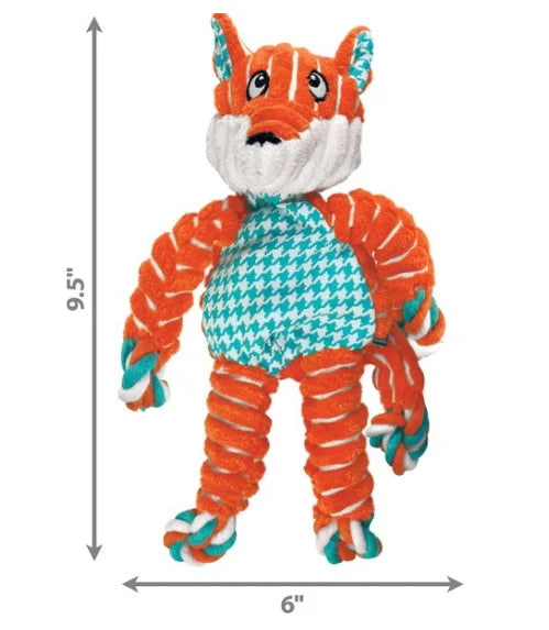 KONG Floppy Knots Fox Dog Toy – Rope & Squeaky Plush Tug Toy