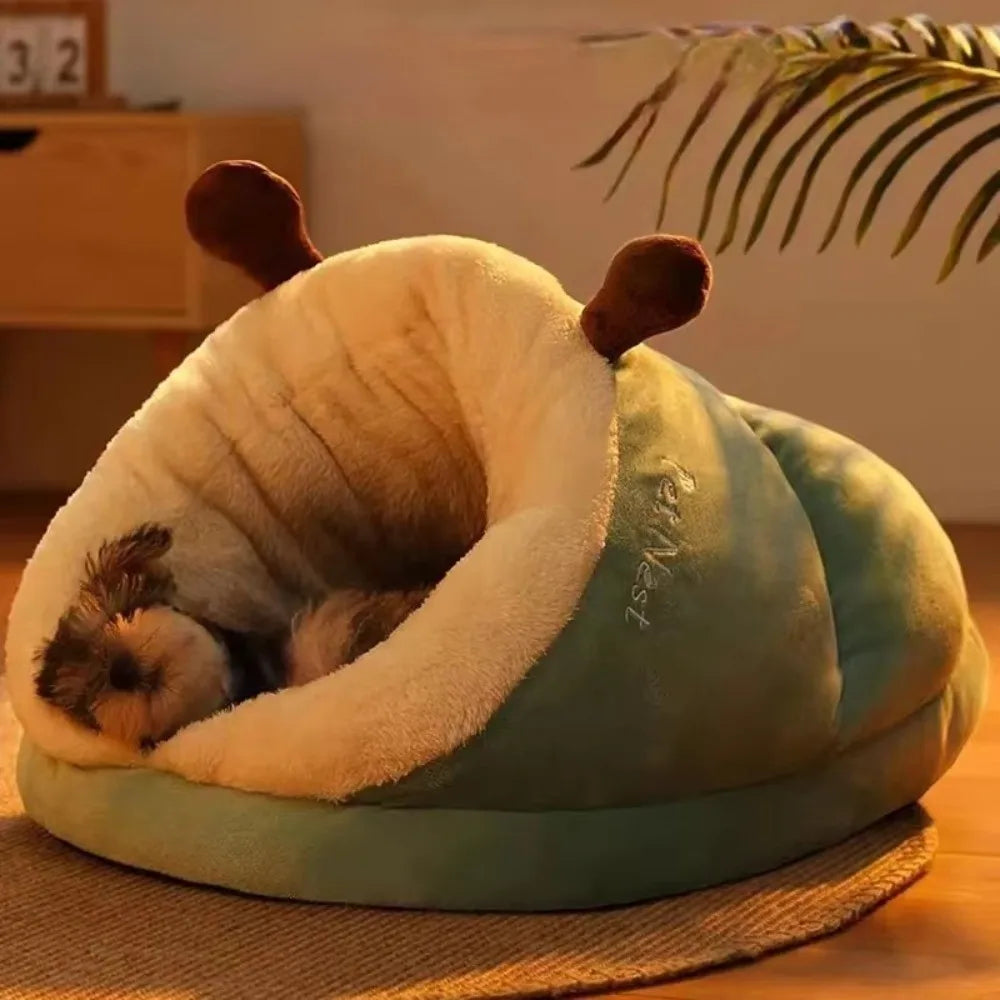 Cute Warm Dog Kennel Bed – Breathable, Foldable Winter Dog House, Washable