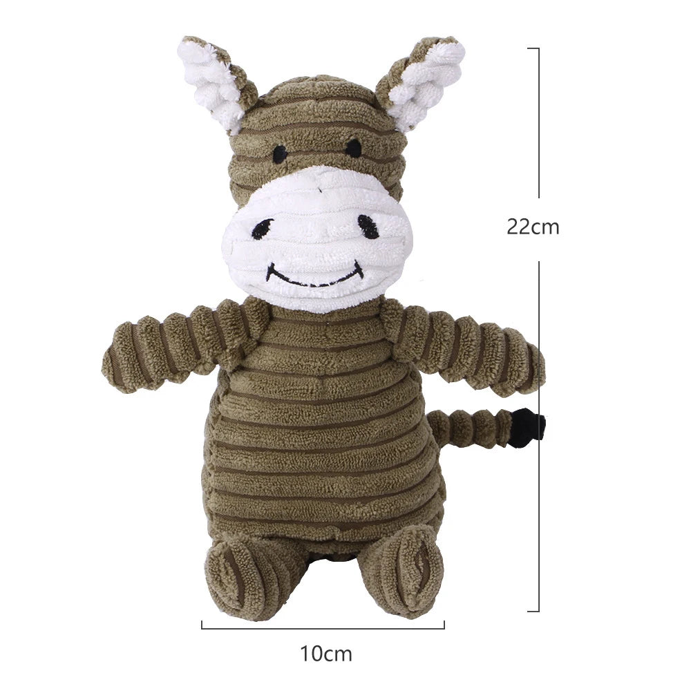 Corduroy Animal Squeaky Dog Toy – Bite Resistant Plush