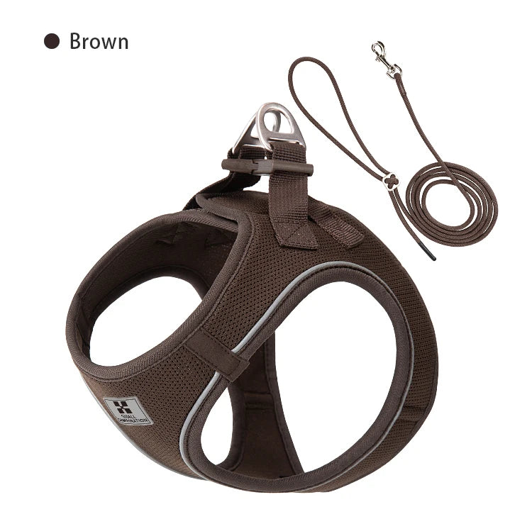 Dog Harness & Leash Set – Step-In Reflective Mesh Vest