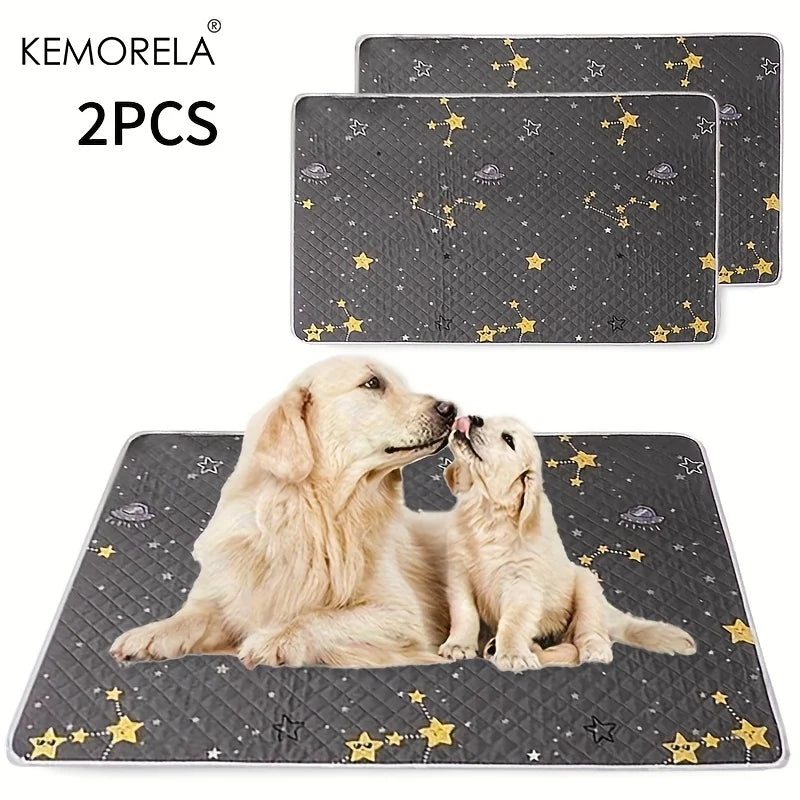 KEMORELA Reusable Dog Training Mats – 2PCS Washable Pet Toilet Pads for Floors & Car Seats