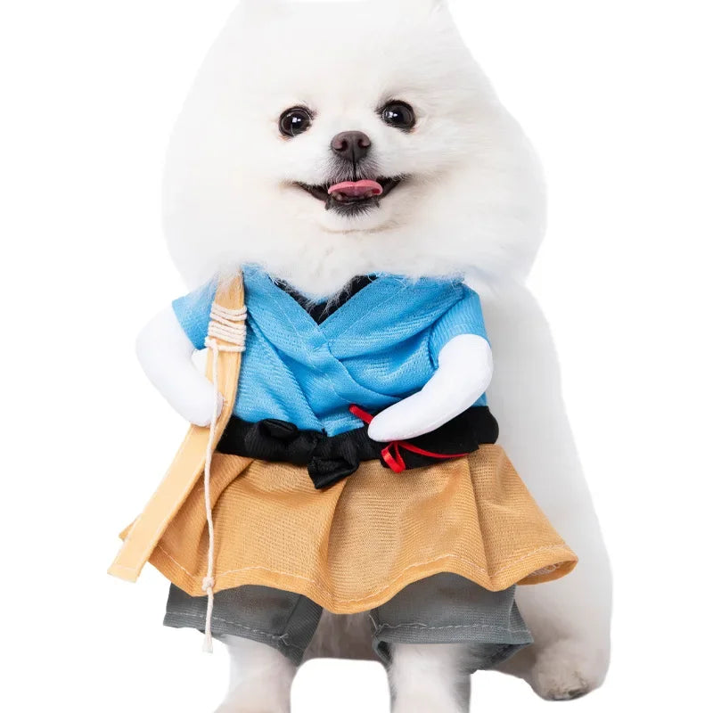 Nonecn Halloween Dog Costume Set with Wig Hat & Dagger Prop