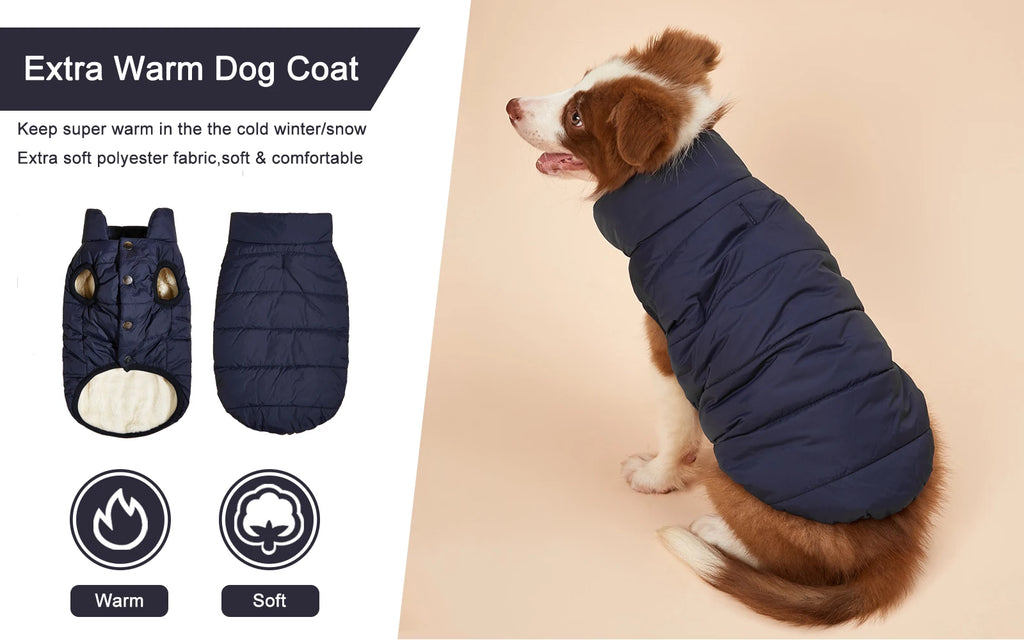 Winter Dog Coat Jacket – Warm Fleece Lined Polyester Vest