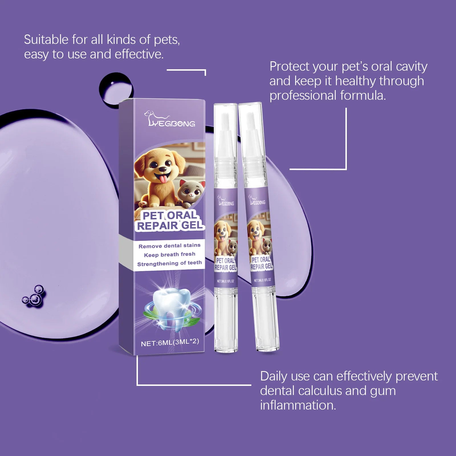 YEGBONG Dog Teeth Cleaning Pen Set – Tartar Remover & Fresh Breath Gel