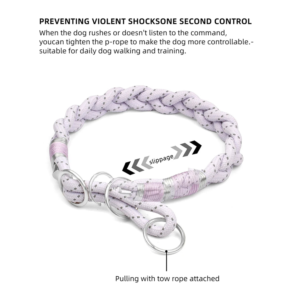 Reflective Braided Dog Collar – Strong Twisted Training Collar